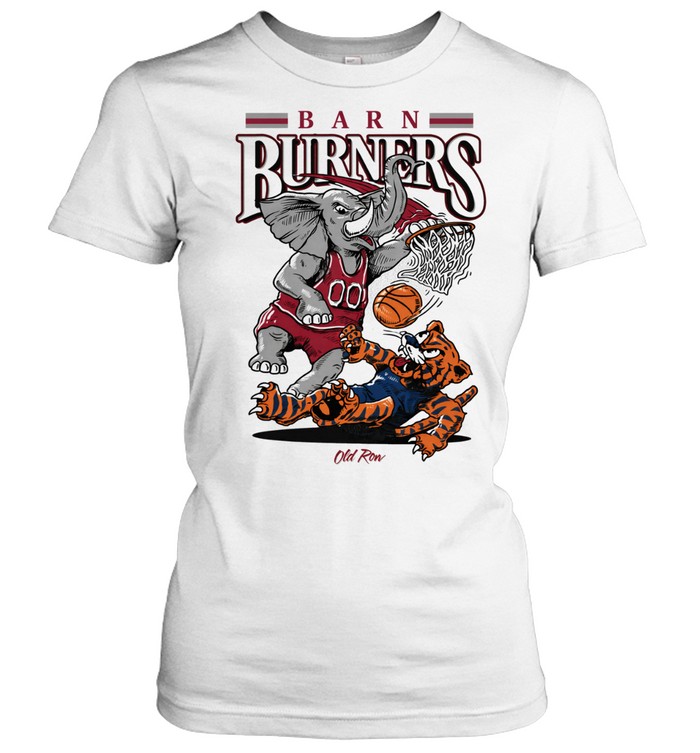 Alabama Crimson Tide and Auburn Tigers Barn Burners pocket Women T-Shirt