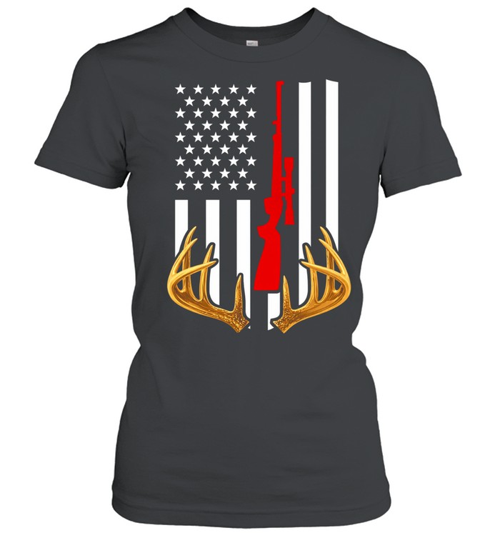 Bow Deer Hunting US Flag Deer Hunter Women T-Shirt