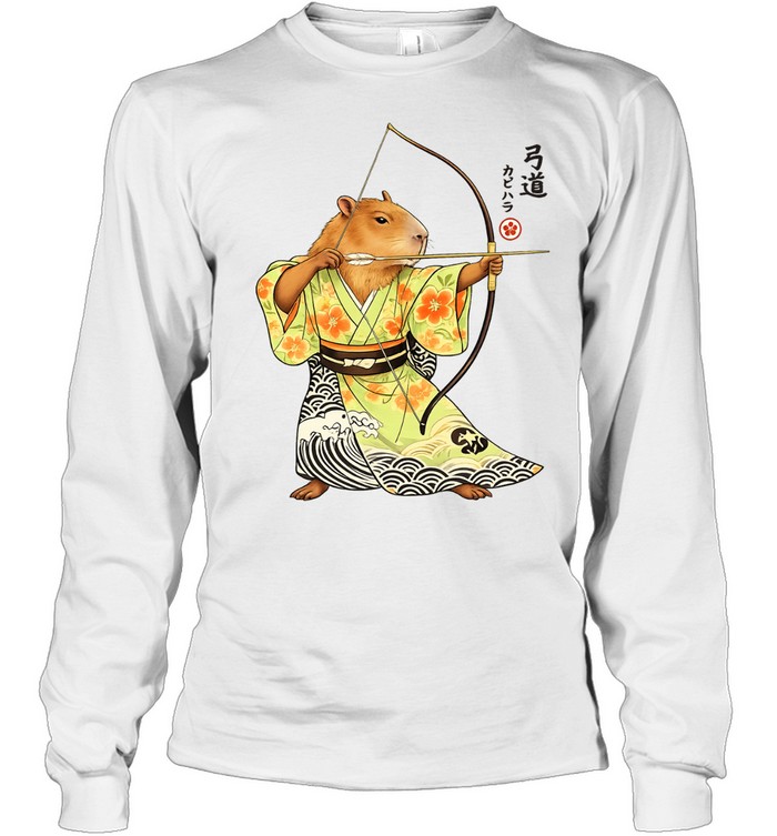 Capybara Archery Samurai Kyudo Japanese Long Sleeve Tee