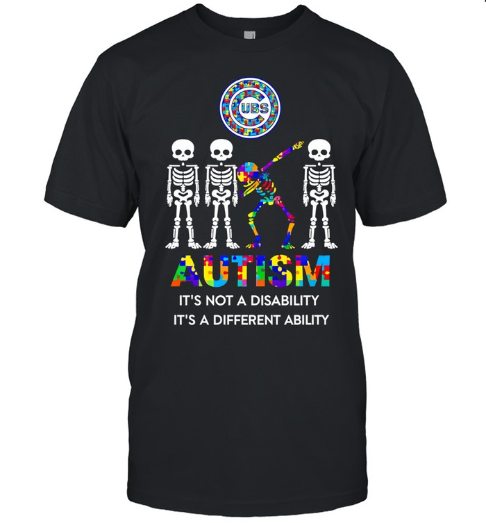 Chicago Cubs Autism it’s not a disability it’s a different ability skeleton dancing Unisex T-Shirt