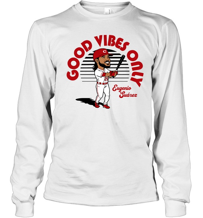 Eugenio Suarez Cincinnati Reds Good Vibes Only Caricature Long Sleeve Tee