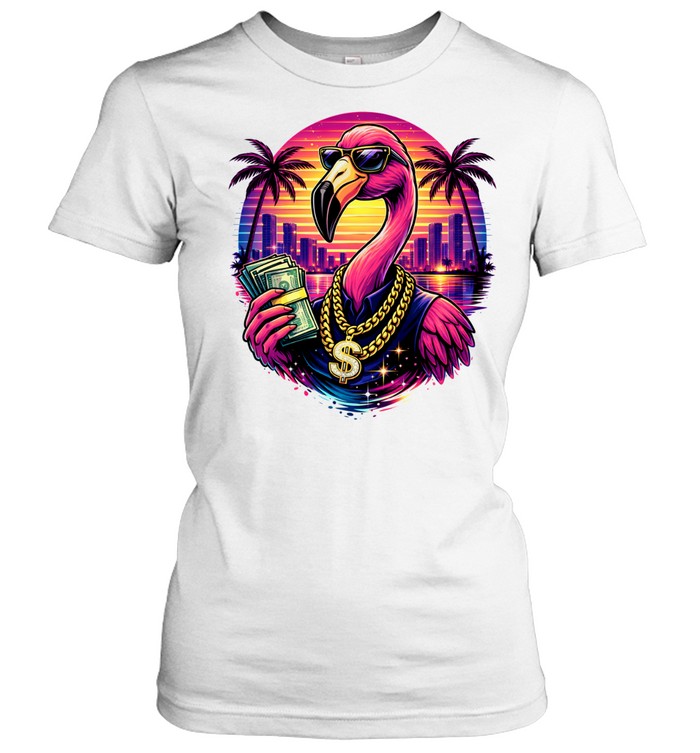 Flamingo Gangster GTA 6 Inspired Vice City Funny Graphic Women T-Shirt