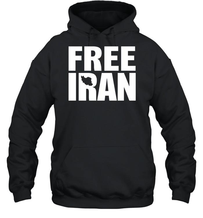 Free Iran With Map Silhouette Minimalist Solidarity Hoodie