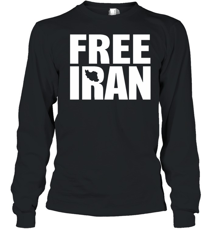 Free Iran With Map Silhouette Minimalist Solidarity Long Sleeve Tee