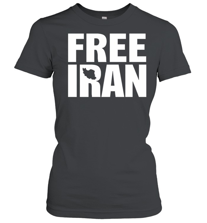 Free Iran With Map Silhouette Minimalist Solidarity Women T-Shirt