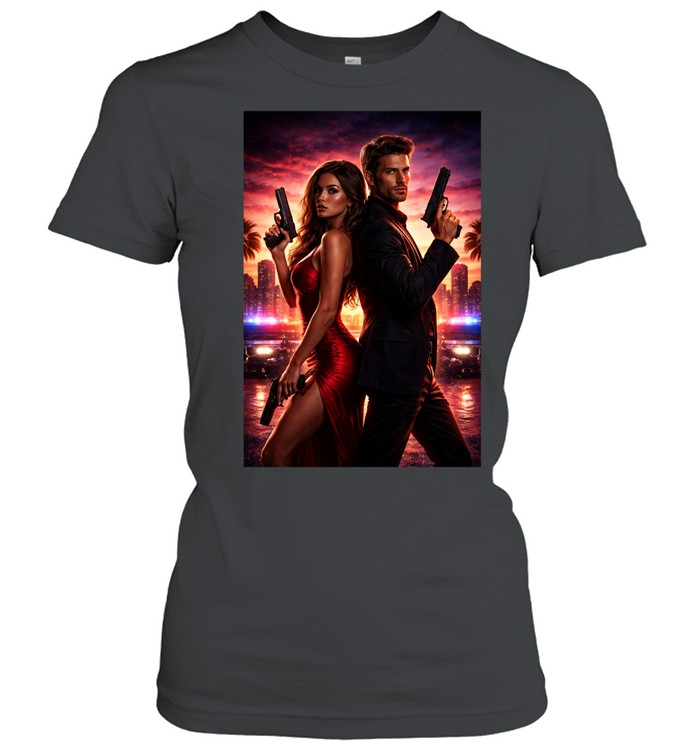 GTA 6 Inspired Love and Crime Vice City Graphic Women T-Shirt