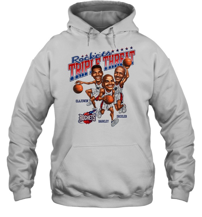 Hakeem Olajuwon Charles Barkley Clyde Drexler Houston Rockets Triple Threat vintage Hoodie