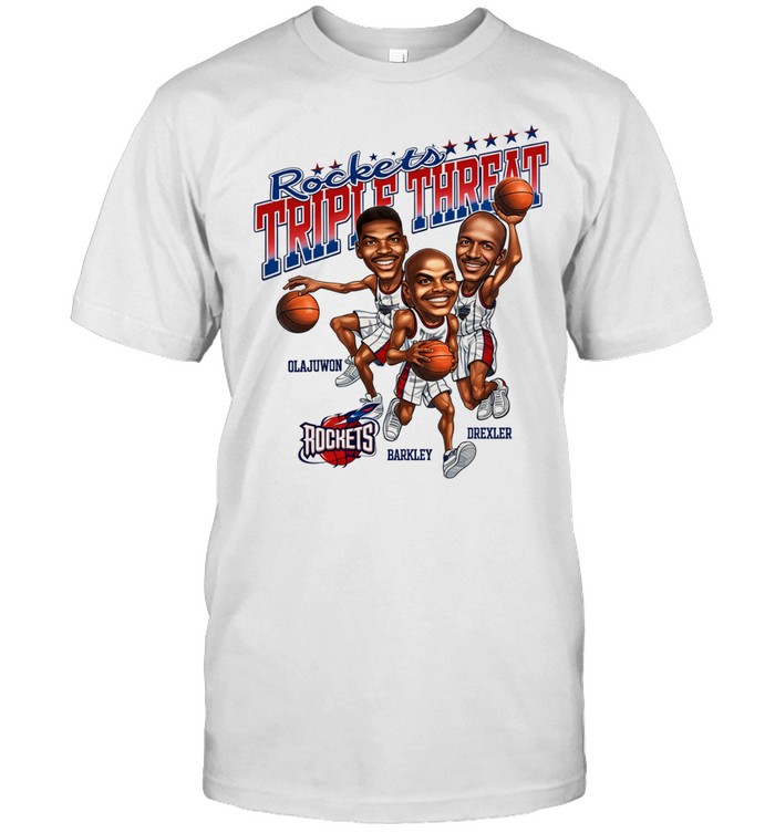 Hakeem Olajuwon Charles Barkley Clyde Drexler Houston Rockets Triple Threat vintage Unisex T-Shirt