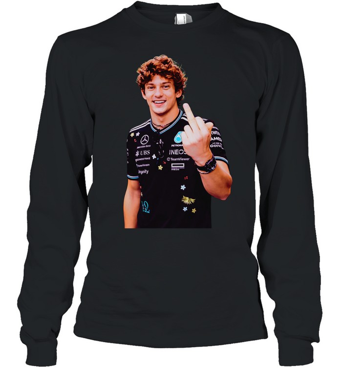 Kimi Antonelli F1 flipping the bird retro Long Sleeve Tee