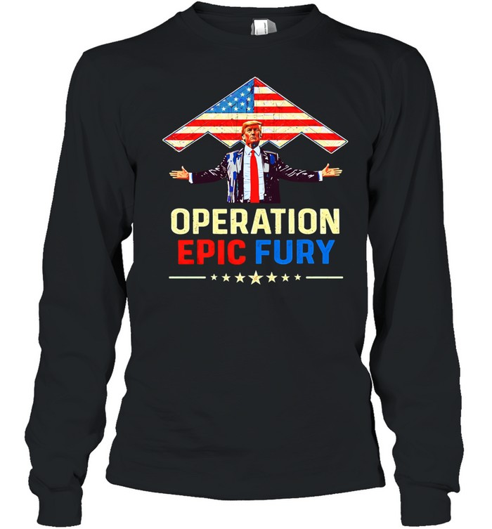 Lockheed Martin F 22 Raptor Trump Operation Epic Fury Long Sleeve Tee
