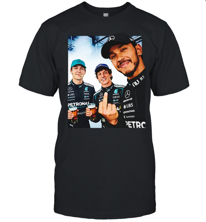 Mercedes Triple Edge F1 George Russell And Kimi And Lewis Hamilton Unisex T-Shirt