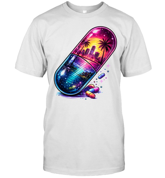 Miami Pill GTA 6 Inspired Vice City Neon Aesthetic Graphic Unisex T-Shirt