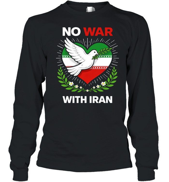 No War With Iran Dove Heart Long Sleeve Tee