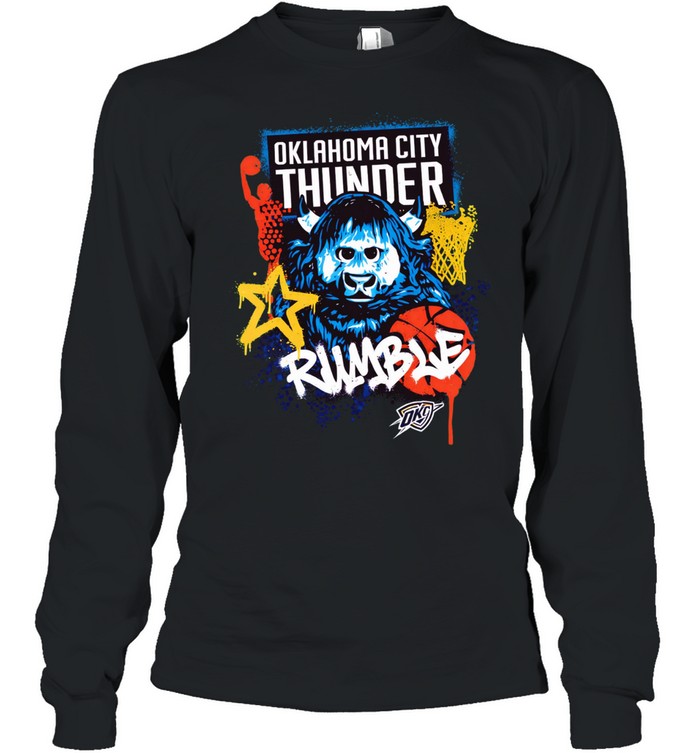 Oklahoma City Thunder Rumble Graffiti Mascot Long Sleeve Tee