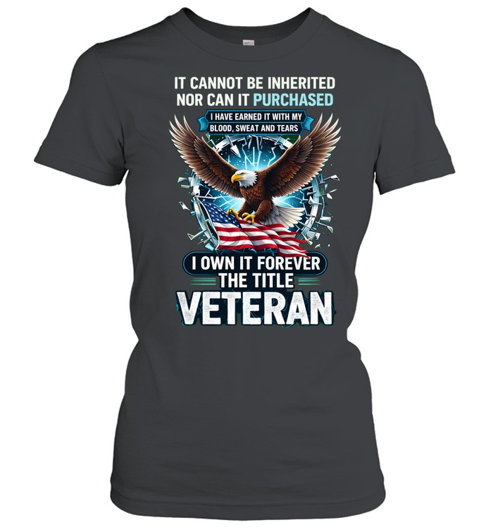 Veteran I Own It Forever Eagle American Flag Patriotic Military Tribute Blood Sweat Tears Women T-Shirt