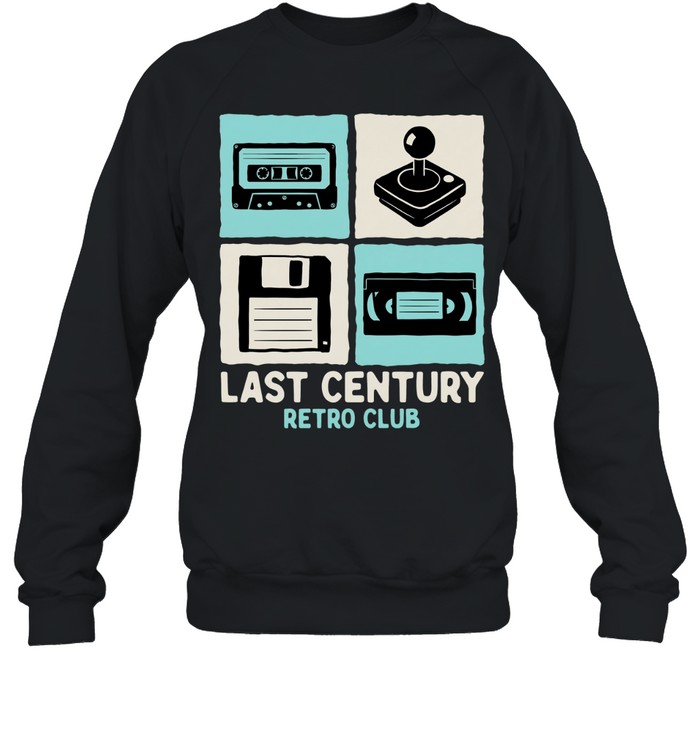 Cassette tape joystick video tape and floppy disk Last Century Retro Club Sweatshirt