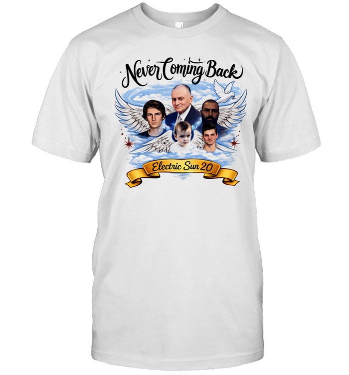 Never Coming Back Electric Sun 20 Heaven Tribute with Wings and Dove Unisex T-Shirt