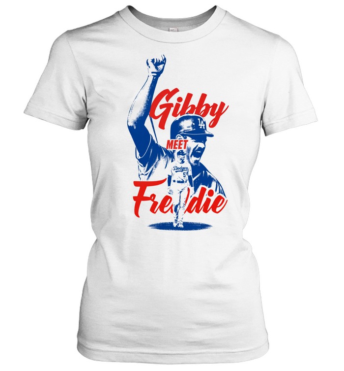 Freddie Freeman Gibby Meet Freddie Los Angeles Dodgers Baseball Women T-Shirt