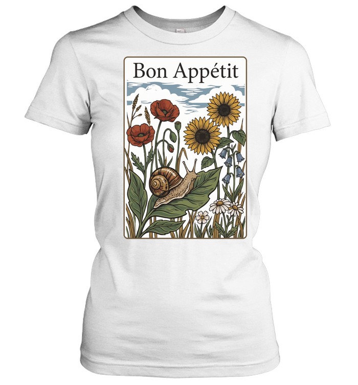 Sunflower and snail bon appetit floral Women T-Shirt