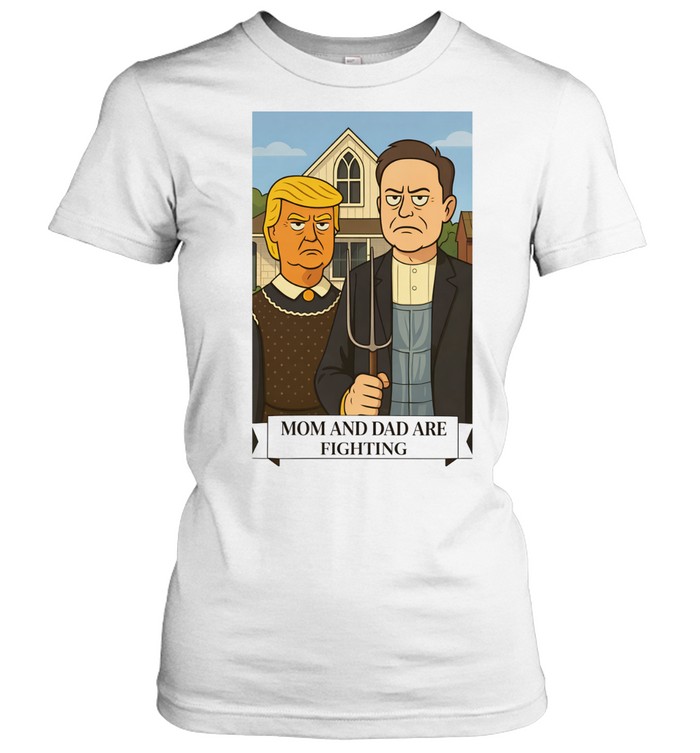 Trump and Elon Musk mom and dad are fighting cartoon Women T-Shirt