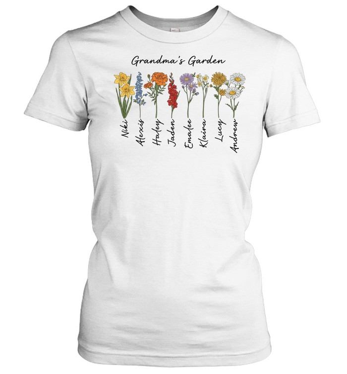Grandma’s garden birth flower love grows here Women T-Shirt