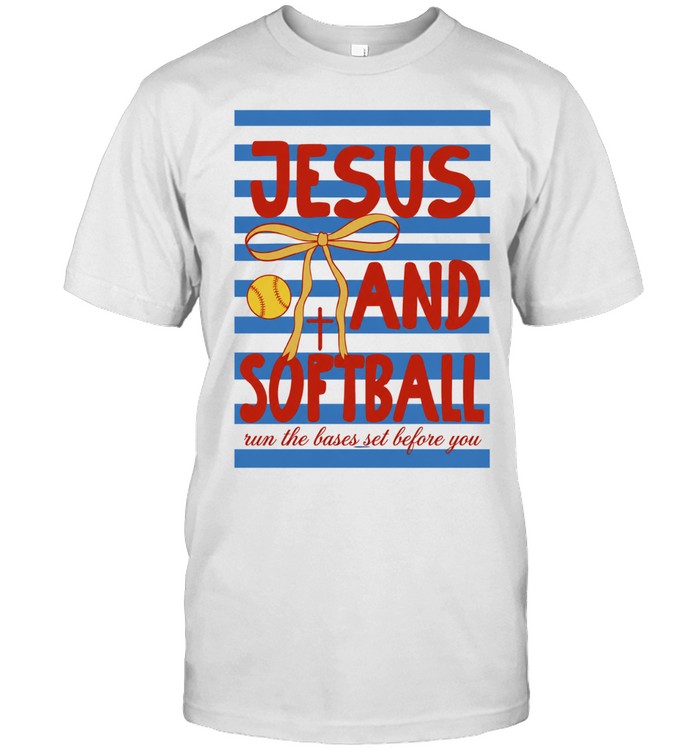 Jesus and softball run the bases set before you stripes Unisex T-Shirt
