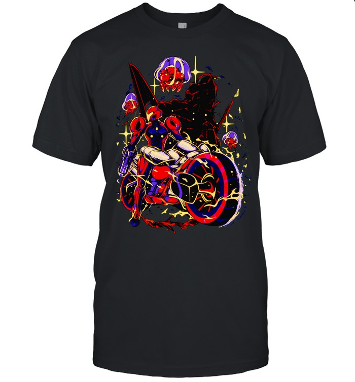 Under New Stars Samus Aran and her Vi-O-La motorcycle from Metroid Prime 4 Beyond Unisex T-Shirt