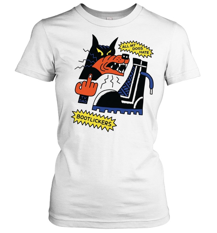 Wolf middle finger all my dogs hate bootlickers Women T-Shirt