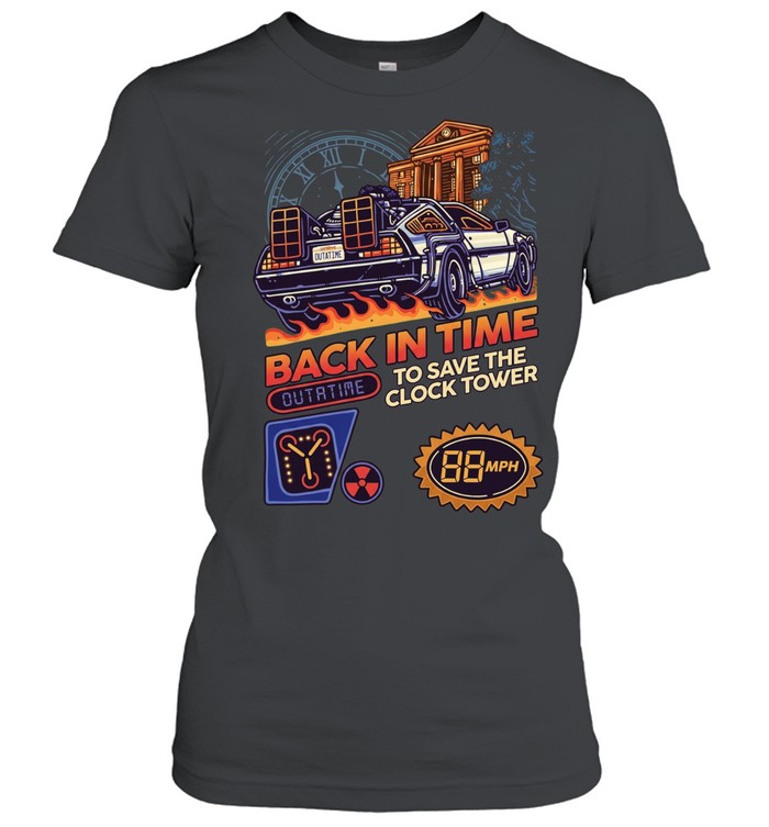Car back in time outatime to save the clock tower 88mp Women T-Shirt