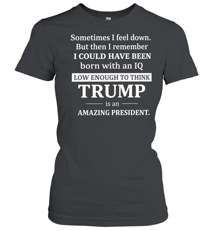 Sometimes I feel down but then I remember I could have been born with an IQ low enough to think Trump is an amazing president Women T-Shirt