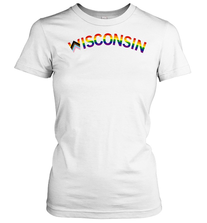 Wisconsin Text Progress Pride Flag Women T-Shirt