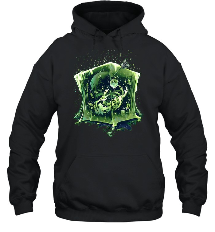 Gelatinous Cube Dungeons and Dragons Tabletop RPG Skull Skeleton Dice 20 Hoodie