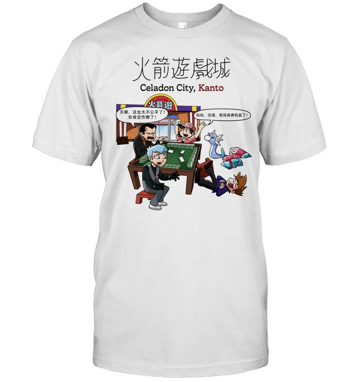 Red and Giovanni Celadon City Team Rocket Mahjong Pokémon Character Unisex T-Shirt