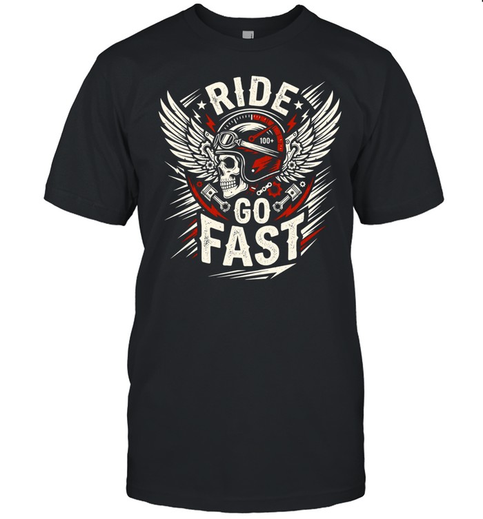 Ride Go Fast Skull with Helmet and Wings Unisex T-Shirt