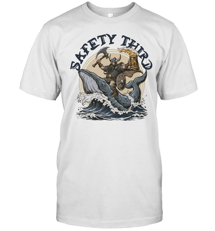 Safety Third Viking Riding Whale with Axe and Beer Unisex T-Shirt