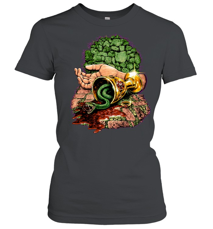 Snake in Golden Chalice with Ring fantasy art Women T-Shirt