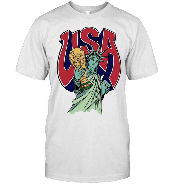 Statue of Liberty holding FIFA World Cup trophy USA 2026 Unisex T-Shirt