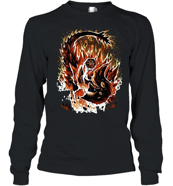 Tarrasque Dungeons and Dragons Natural 20 Dice Monster Tabletop Roleplay Game Long Sleeve Tee