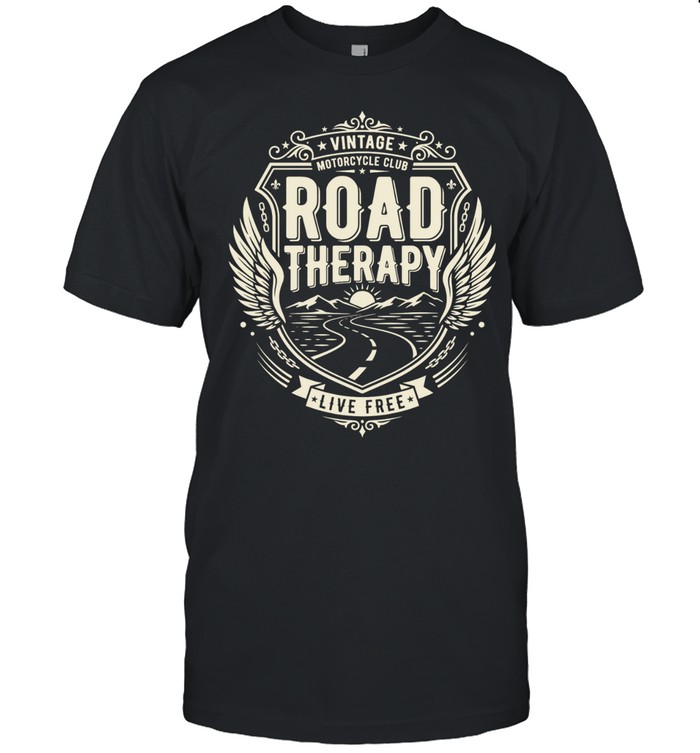 Vintage Motorcycle Club Road Therapy Live Free Unisex T-Shirt
