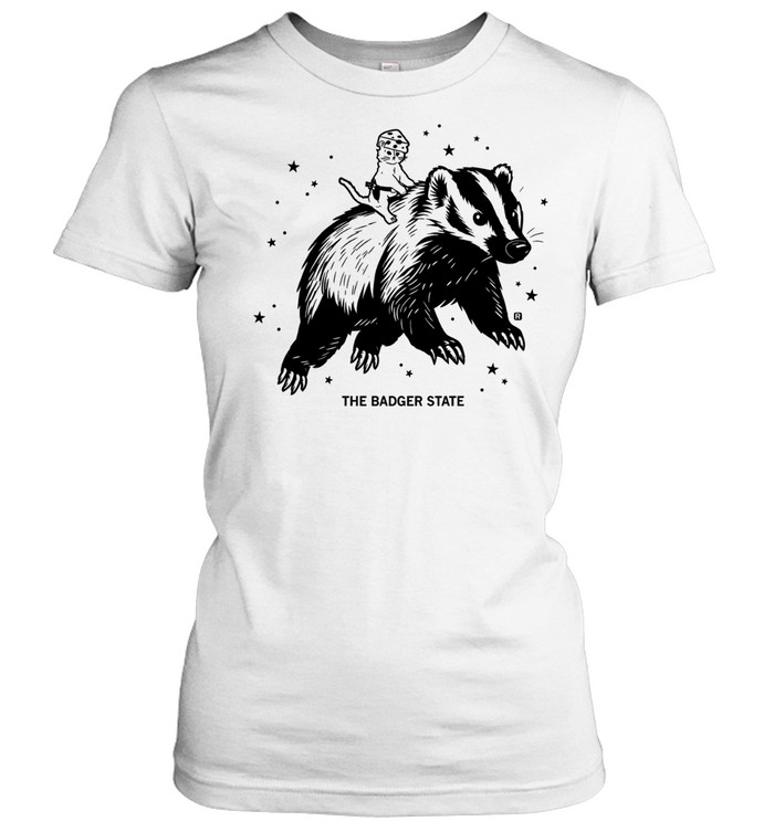 Wisconsin Badger Cat with Cheese Head The Badger State Women T-Shirt