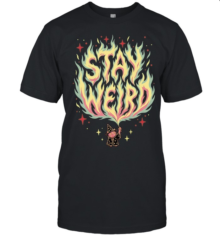 Witch Cat Stay Weird Flames Magic Spell Occult Pagan Mystical Fantasy Unisex T-Shirt