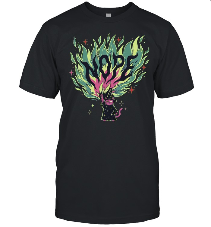 Wizard Cat NOPE Fire Magic Spell Casting Mystical Fantasy Kitten Unisex T-Shirt