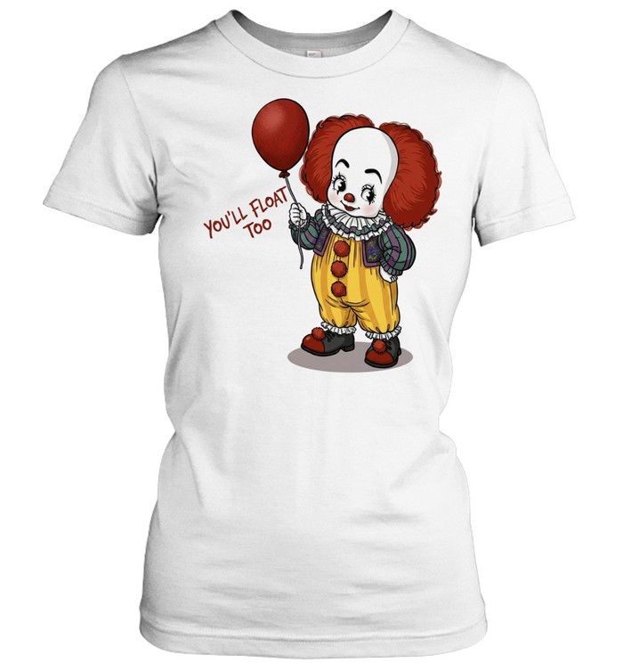 Pennywise IT You Will Float Too Chibi Horror Movie Women T-Shirt