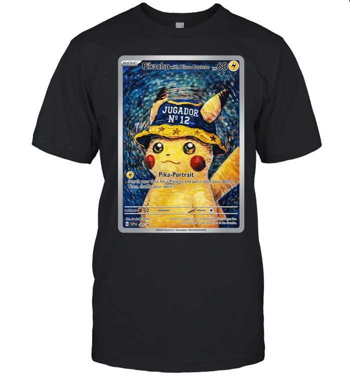 Pikachu with Piluso Bostero Boca Juniors Jugador No 12 Starry Night Fan Art Unisex T-Shirt
