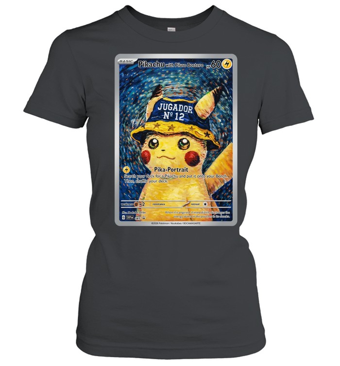 Pikachu with Piluso Bostero Boca Juniors Jugador No 12 Starry Night Fan Art Women T-Shirt