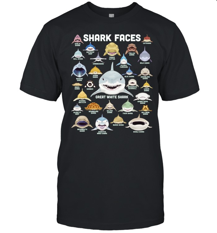 Shark Faces Types of Shark Funny Marine Biology Unisex T-Shirt