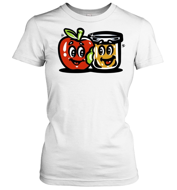 Apple and Jam Jar Friends cute fruit cartoon food Women T-Shirt