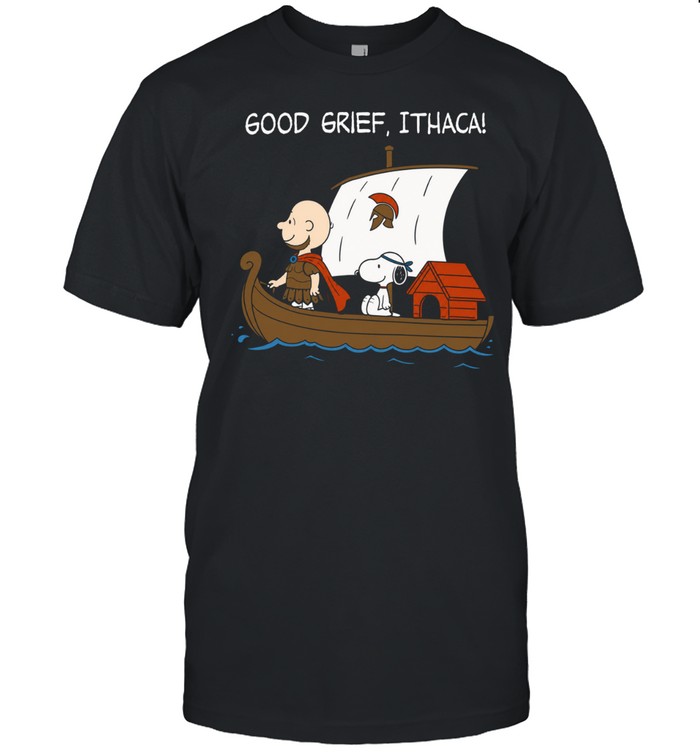 Charlie Brown Snoopy Good Grief Ithaca Cartoon Sailing Wooden Galley Ship Unisex T-Shirt