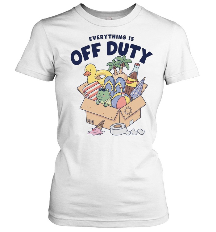 Everything is off duty cartoon beach vacation items box Women T-Shirt