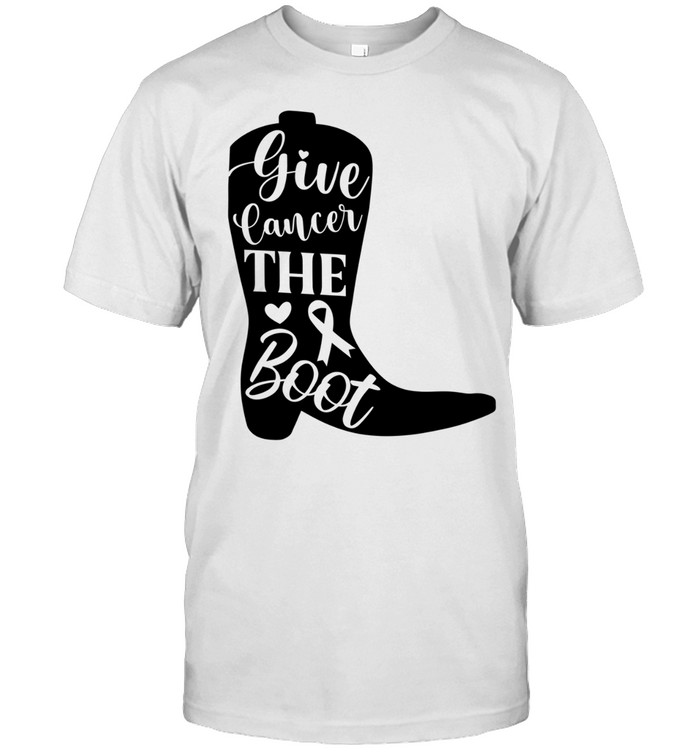 Give Cancer the Boot Awareness Ribbon Western Cowboy Boot Unisex T-Shirt